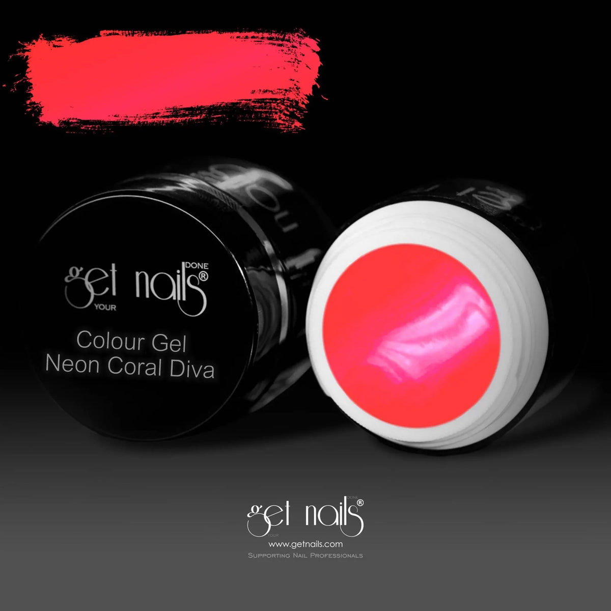 Gel de couleur néon corail Diva | Gel couleur pour ongles UV/LED