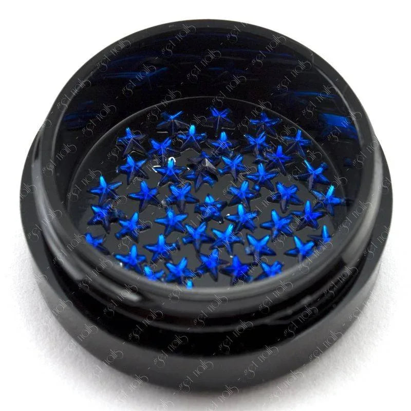 Strass Étoiles 3mm - Bleu, 50 pièces.