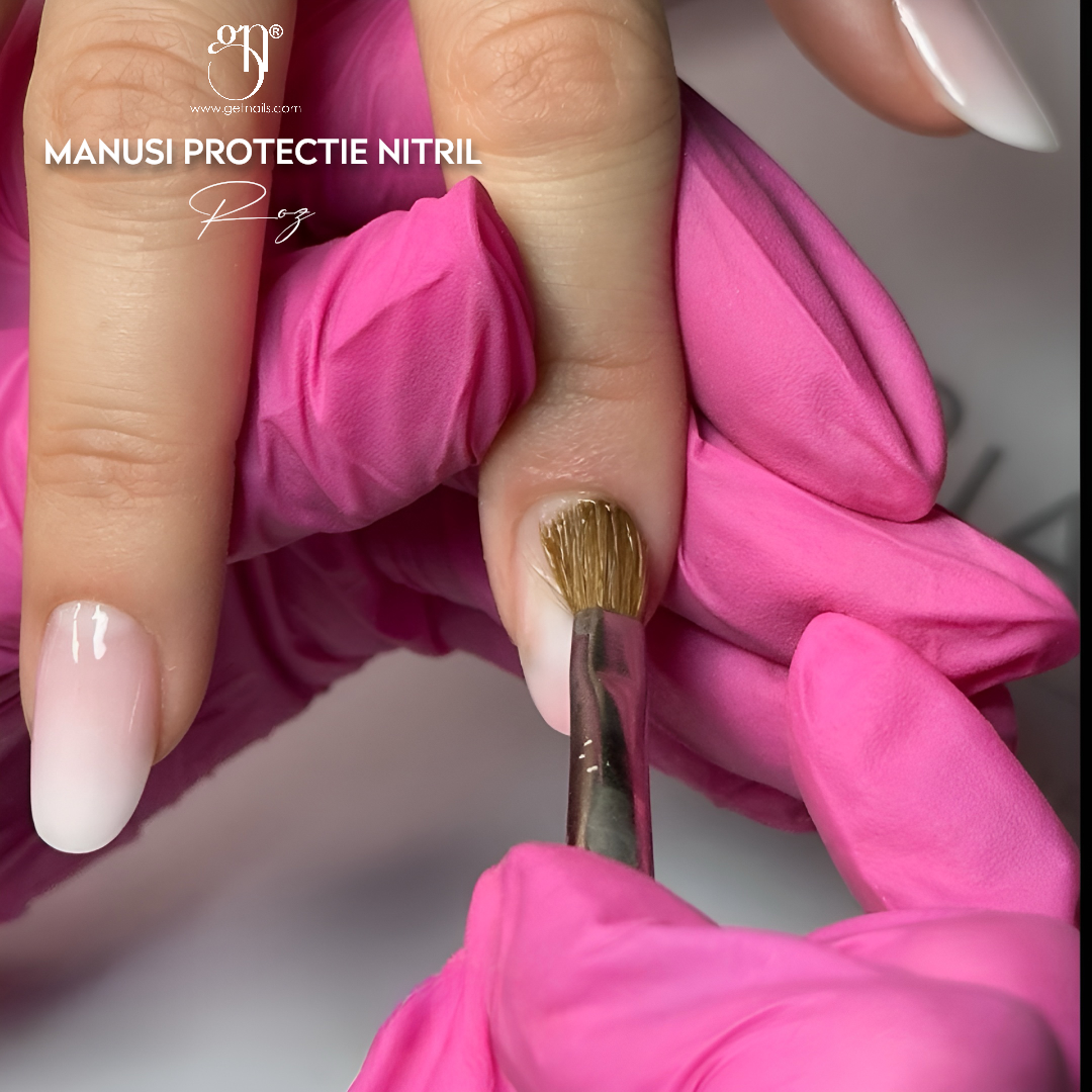 Nitrile protective gloves, M, pink, set of 10, GN