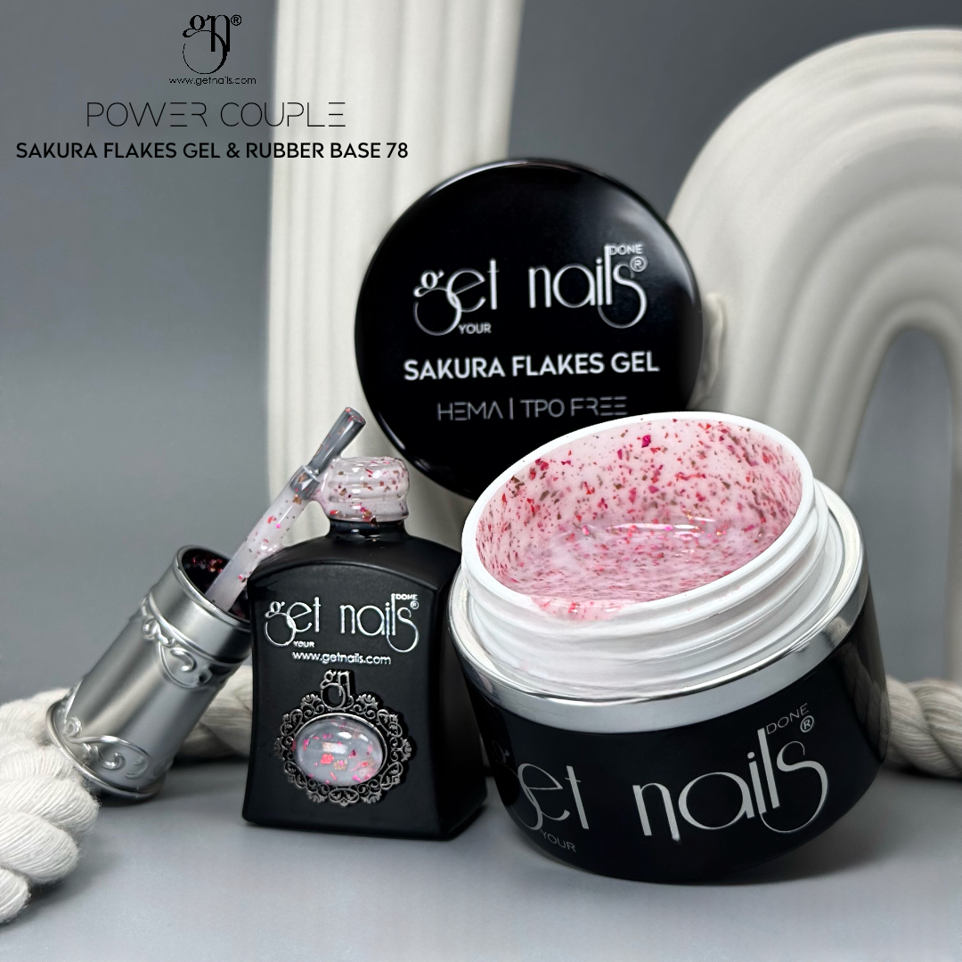 Power Couple Sakura Flakes | Gel de construction + Base Rubber