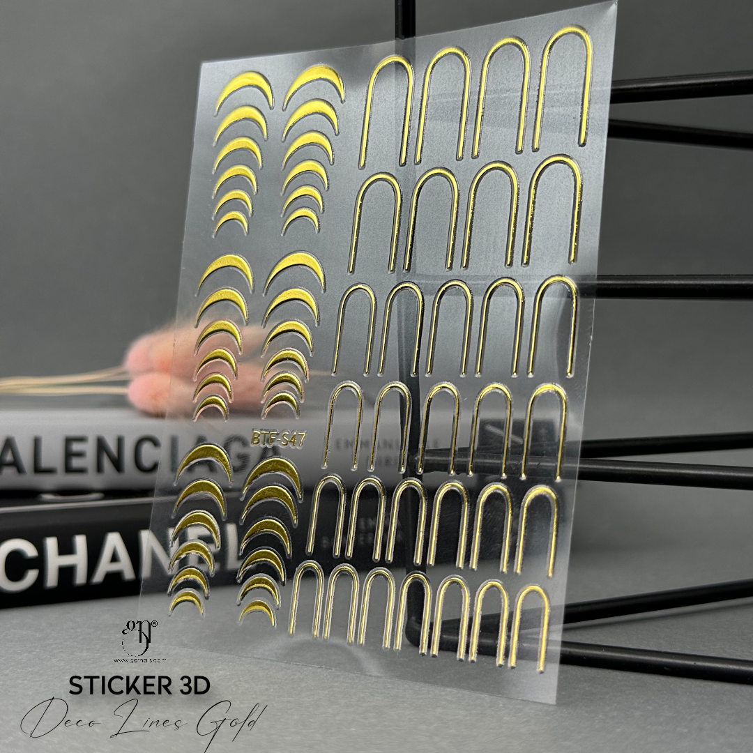 3D Deco Lines Gold Sticker