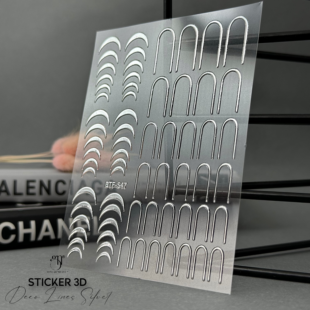 Sticker 3D Deco Lines Silver GN