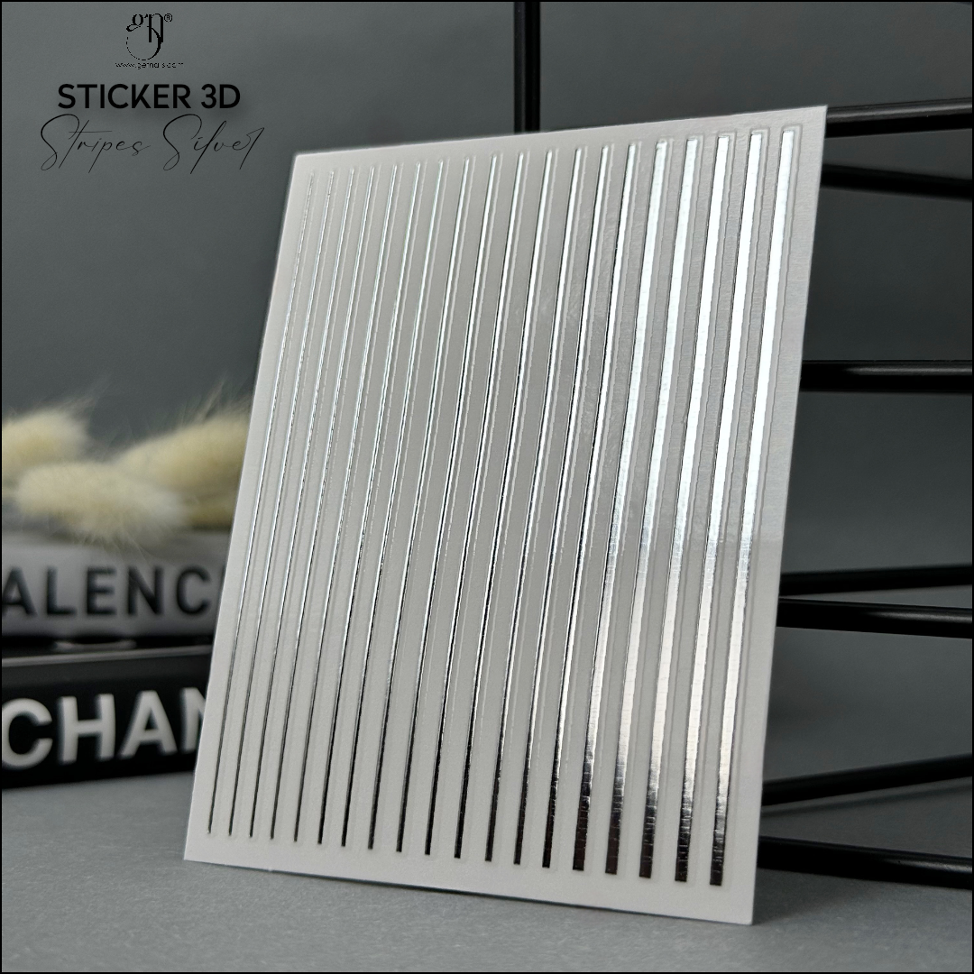 Sticker 3D Stripes Silver GN