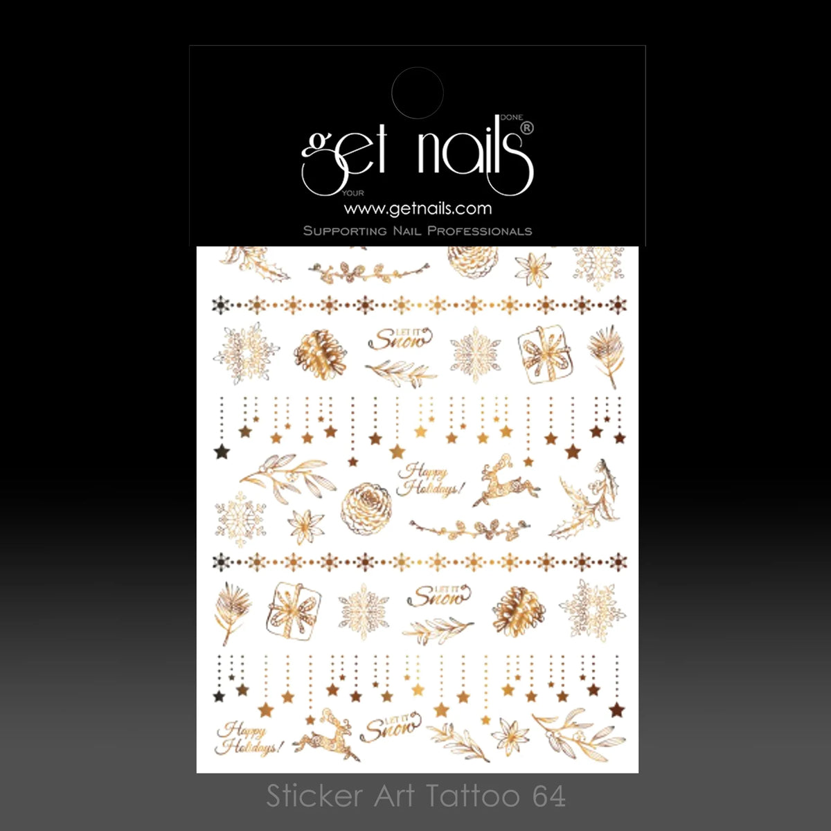 Sticker Art Tattoo 64 Happy Holidays Gold GN