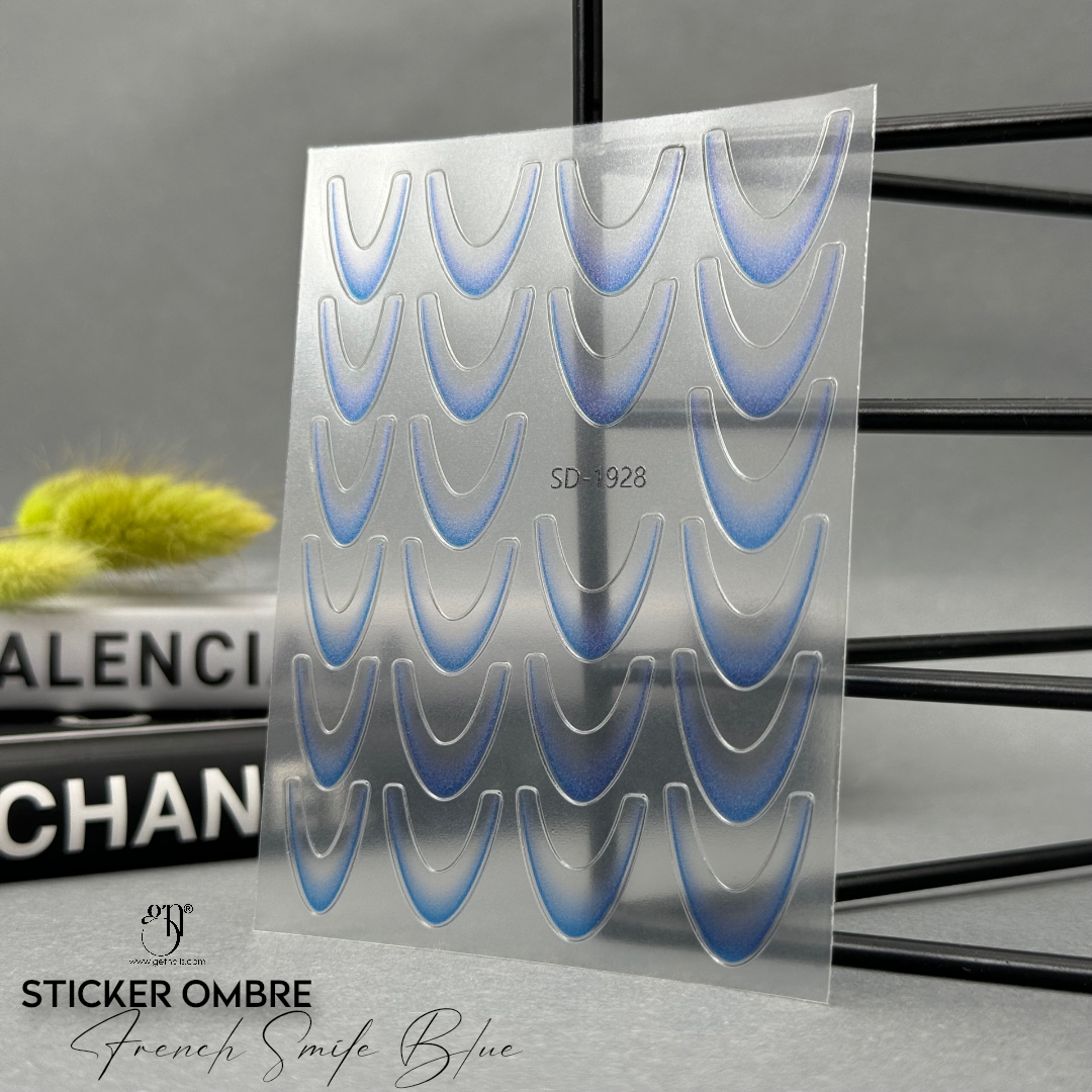 Blue GN French Smile Ombre Sticker