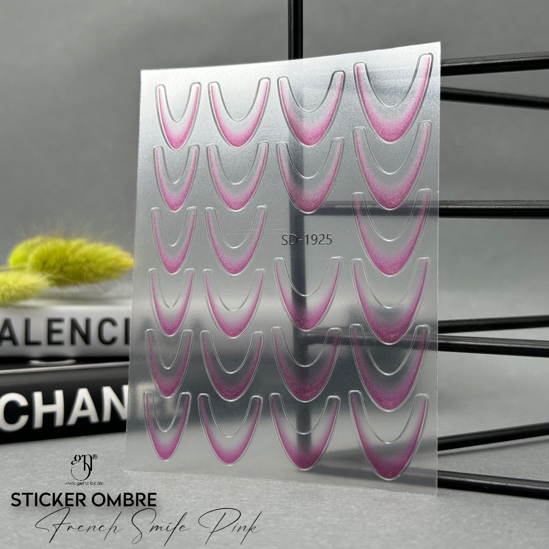 Pink Ombre French Smile Nail Sticker GN